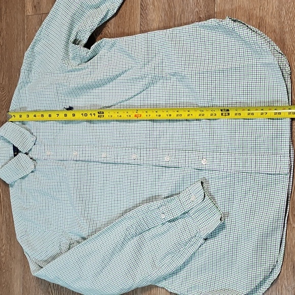 Ralph Lauren 100% Cotton Navy Green Check Plaid Long Sleeve Button Down Shirt - Picture 11 of 12